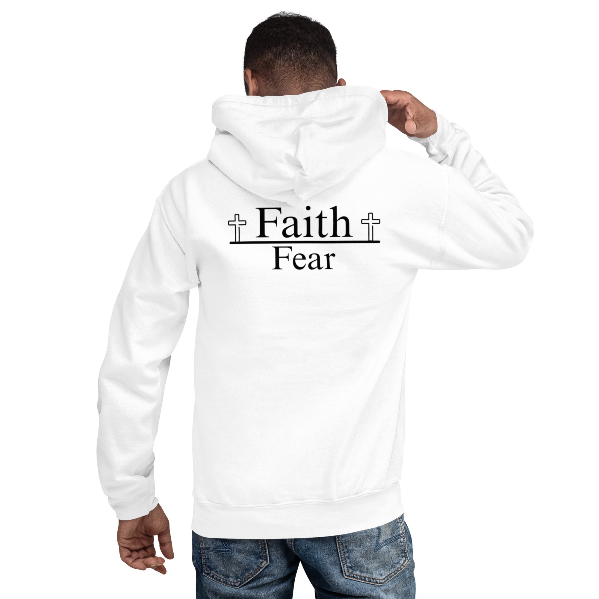 Unisex Hoodie White/Black Faith Over Fear