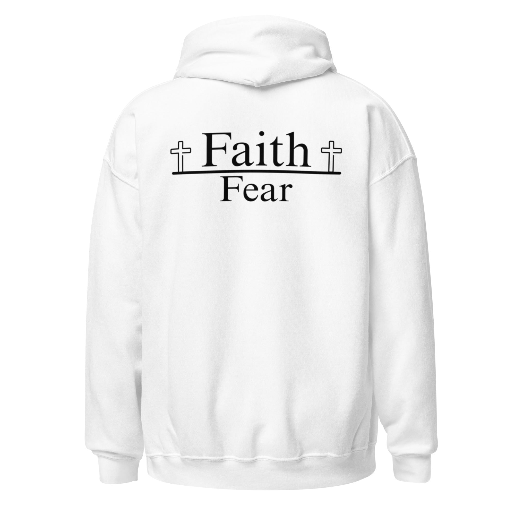 Unisex Hoodie White/Black Faith Over Fear